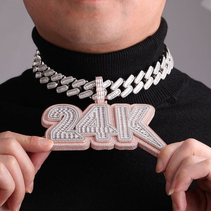 Collar con colgante personalizado con nombre personalizado y dos capas de diseño Lux