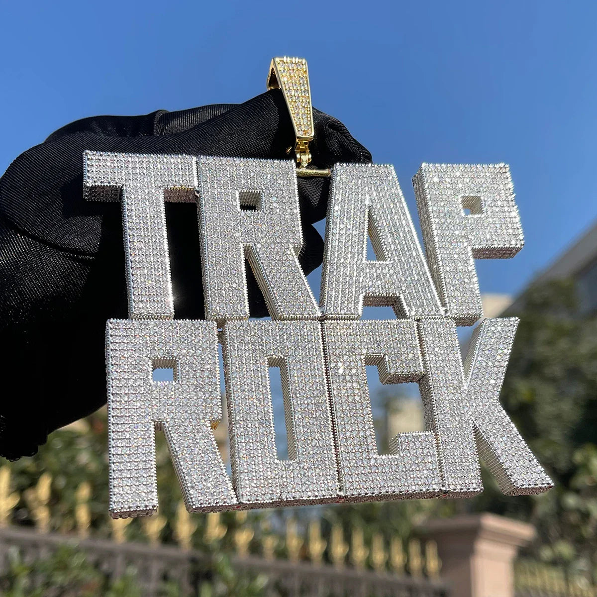 Solid Edition Iced Out Personalized Custom Name Necklace Pendant 