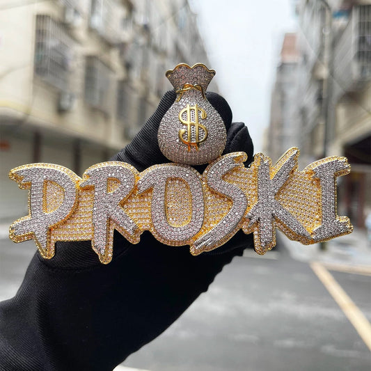 Ultra Money Bag Bail Iced Out Personalized Custom Name Necklace Pendant - Luxury Custom Jewelry