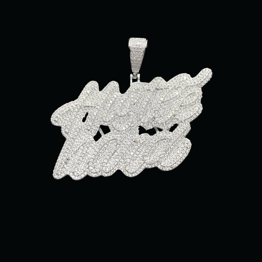 Hustle Hard Iced Out Letter Diamond Pendant Necklace – Custom Hip Hop Jewelry for Men