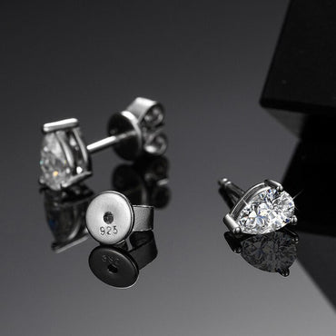 Ladies VVS Diamond Teardrop 925 Sterling Silver Push Back Earrings