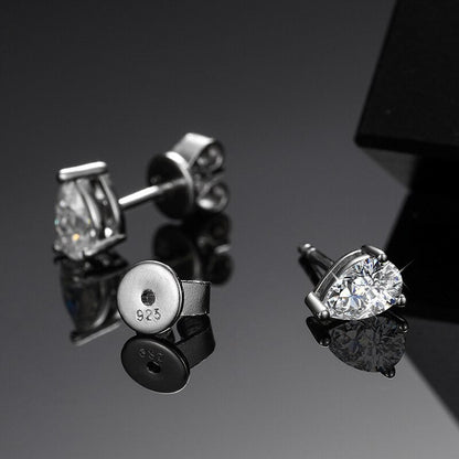 Ladies VVS Diamond Teardrop 925 Sterling Silver Push Back Earrings