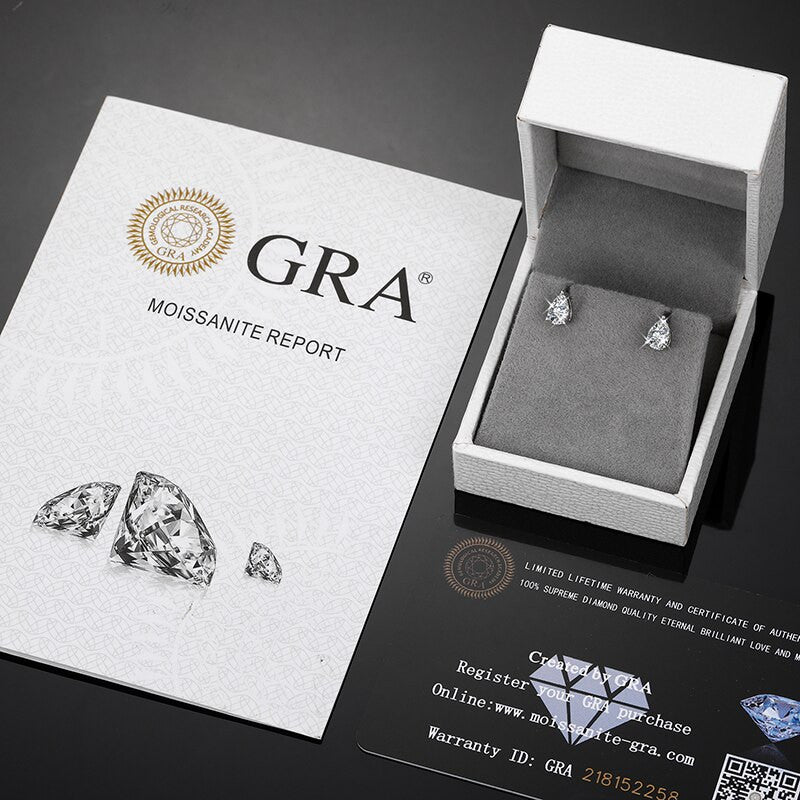 Ladies VVS Diamond Teardrop 925 Sterling Silver Push Back Earrings