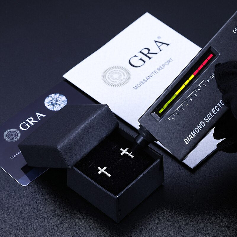 Solid 925 Sterling Silver Genuine VVS Diamond Iced Cross Hip Hop Earrings – Bold Iced Jewelry