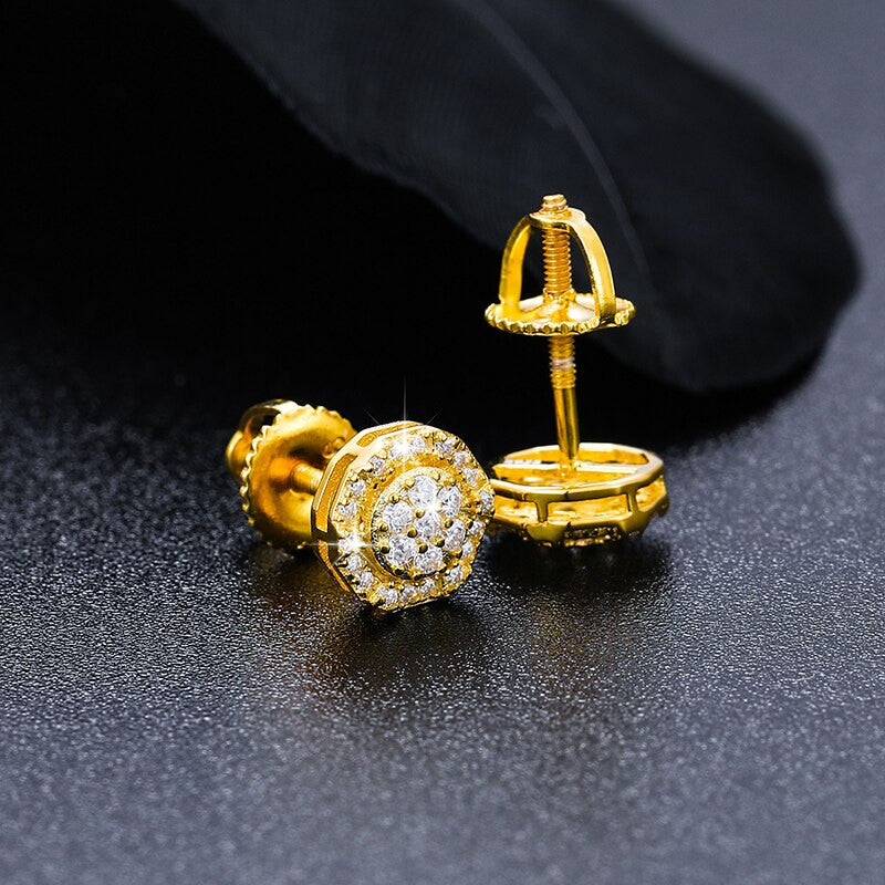 Genuine VVS Diamond Cluster Solid 925 Sterling Silver Iced Bling Out Hip Hop Earrings – Statement Jewelry