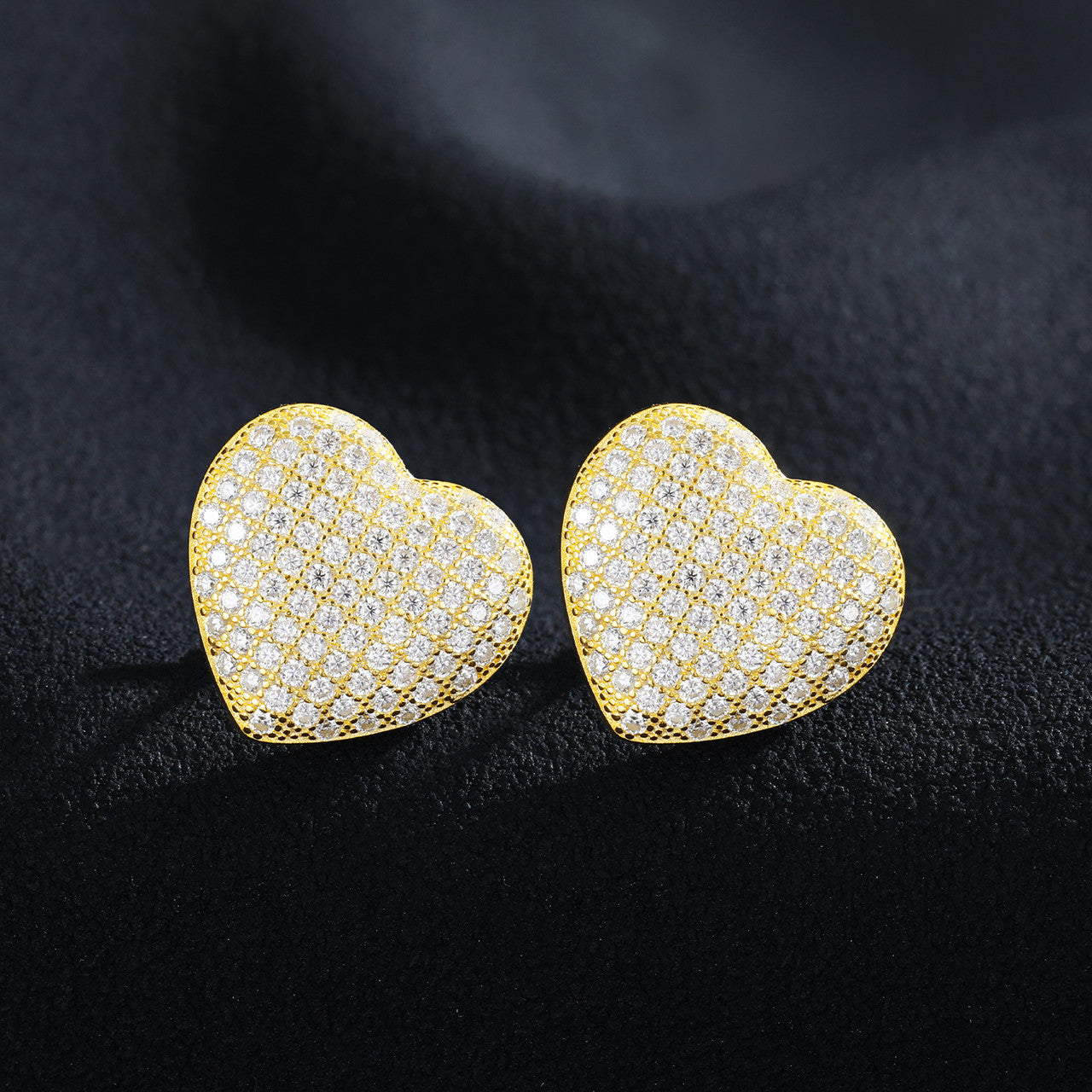Luxury Lab Diamond .925 Sterling Silver Heart Bling Hip Hop Earrings