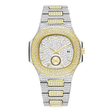 Luxury Men's Chronograph Watch | Sapphire Glass Full Iced Out Watch | Stainless Steel Automatic Date Quartz Clock | Caratix - CaratixJewelry