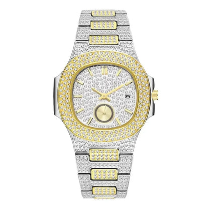 Luxury Men's Chronograph Watch | Sapphire Glass Full Iced Out Watch | Stainless Steel Automatic Date Quartz Clock | Caratix - CaratixJewelry