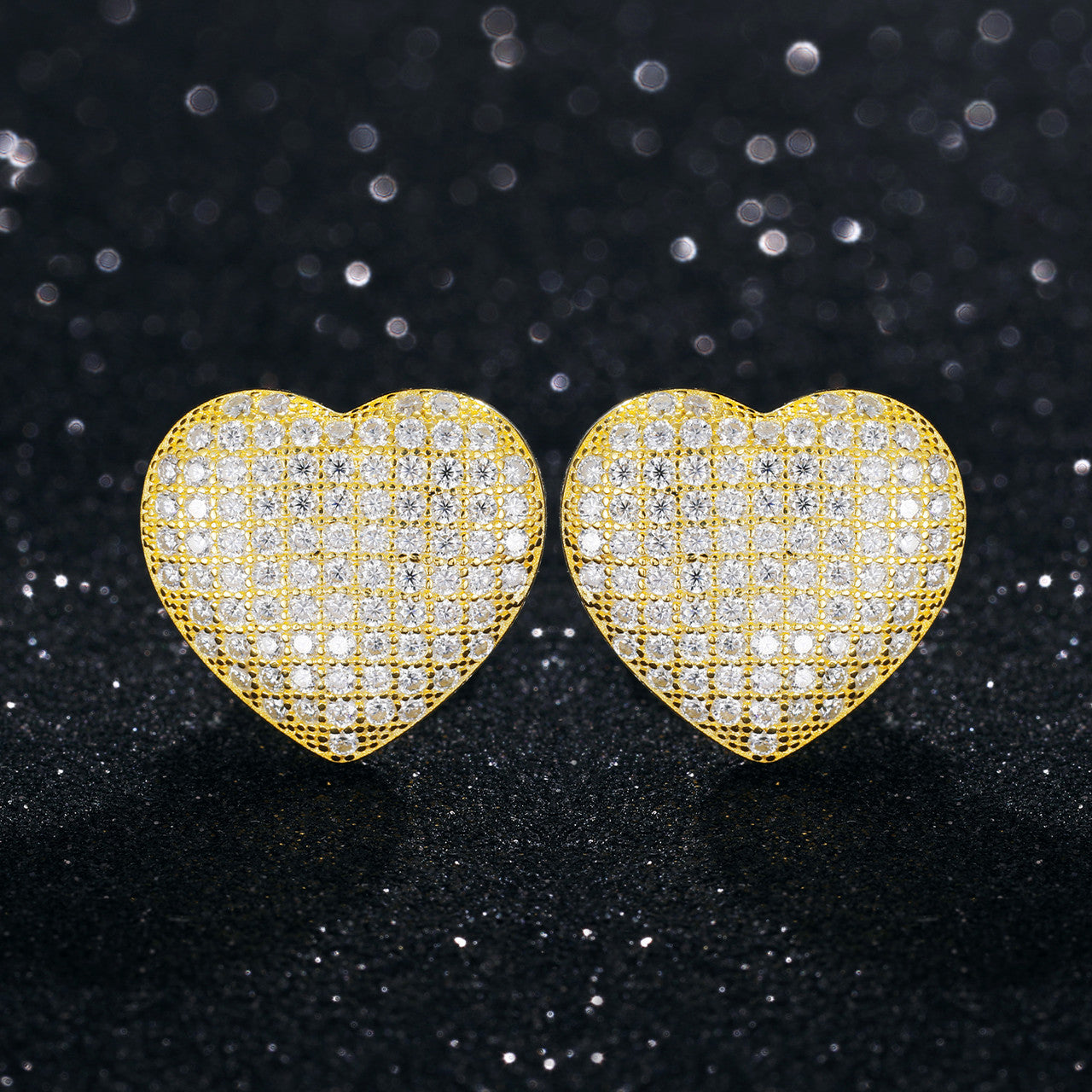 Luxury Lab Diamond .925 Sterling Silver Heart Bling Hip Hop Earrings