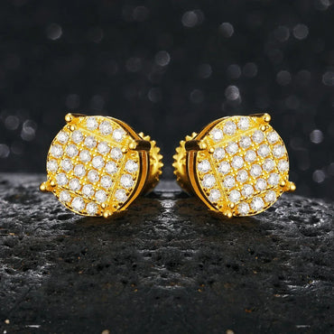 Men's Classic Total Ice 18k Gold Over 925 Silver Lab Earrings - CaratixJewelry