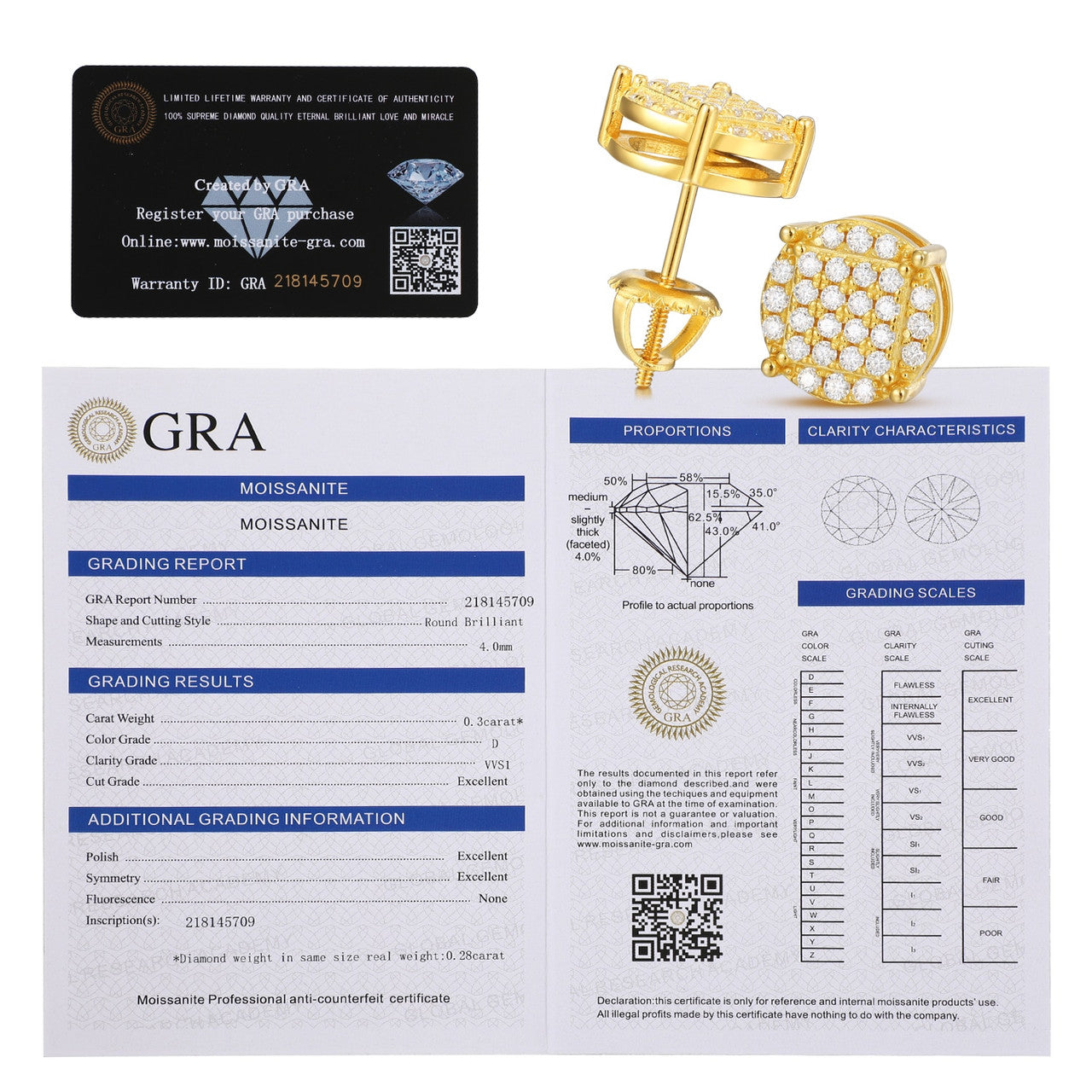 Men's Classic Total Ice 18k Gold Over 925 Silver Lab Diamond Earrings