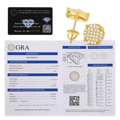 Men's Classic Total Ice 18k Gold Over 925 Silver Lab Diamond Earrings