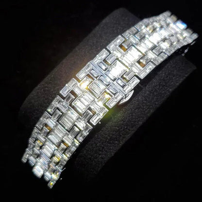 Luxury Hip Hop Men's Watch | Silver Iced Out Watch with Date | Top Brand Quartz Wristwatch | Reloj Hombre | Caratix - CaratixJewelry