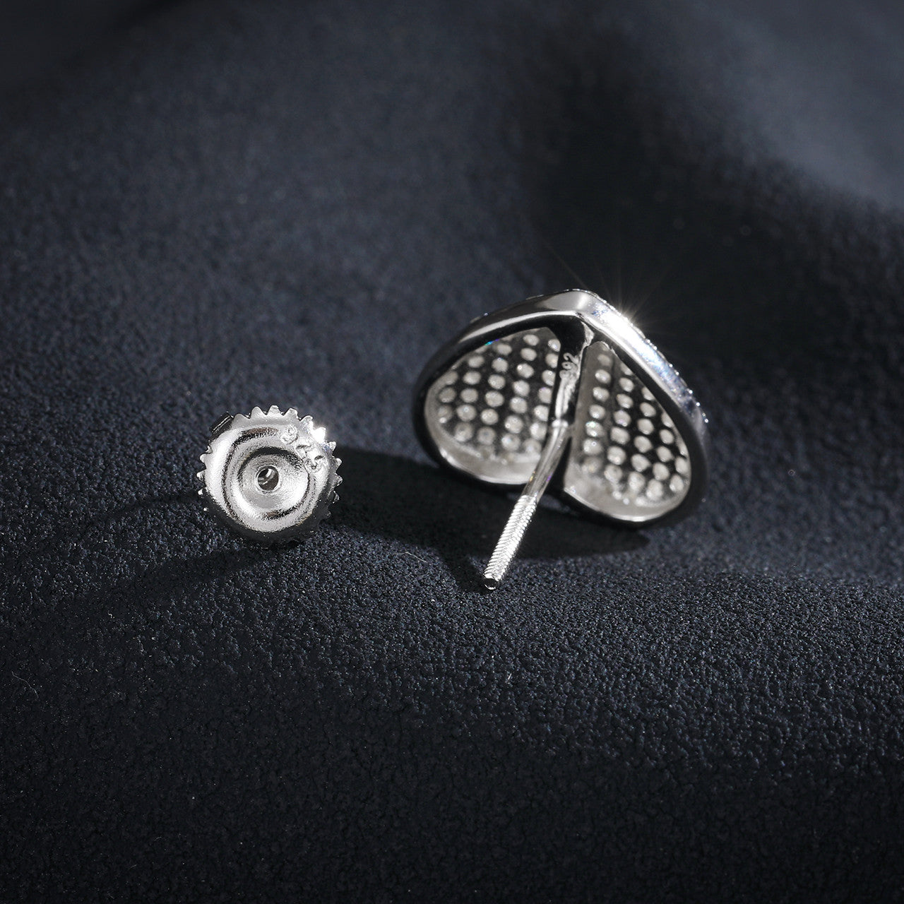 Luxury Lab Diamond .925 Sterling Silver Heart Bling Hip Hop Earrings