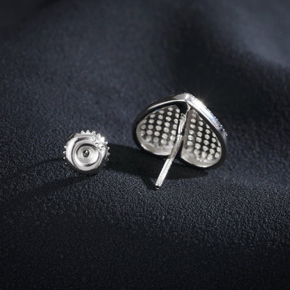 Luxury Lab Diamond .925 Sterling Silver Heart Bling Hip Hop Earrings