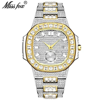 Luxury Nautilus Iced Out Watch for Men | Full Quartz Mens Watches | Hip Hop Bracelet Clock | Waterproof Gift for Men | Caratix - CaratixJewelry