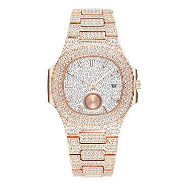 Luxury Men's Chronograph Watch | Sapphire Glass Full Iced Out Watch | Stainless Steel Automatic Date Quartz Clock | Caratix - CaratixJewelry