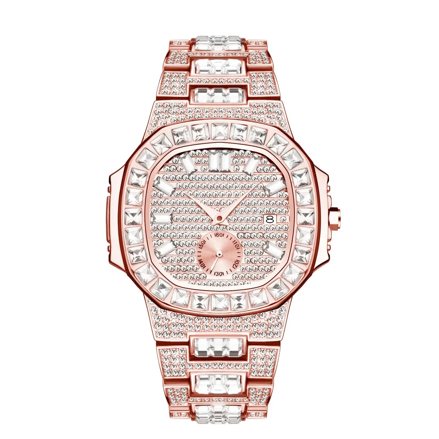 Luxury Nautilus Iced Out Watch for Men | Full Quartz Mens Watches | Hip Hop Bracelet Clock | Waterproof Gift for Men | Caratix - CaratixJewelry
