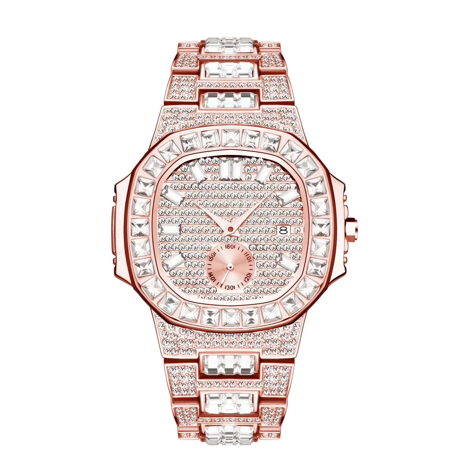 Luxury Nautilus Iced Out Watch for Men | Full Quartz Mens Watches | Hip Hop Bracelet Clock | Waterproof Gift for Men | Caratix - CaratixJewelry