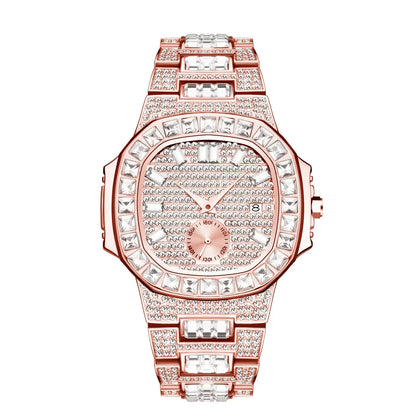 Luxury Nautilus Iced Out Watch for Men | Full Quartz Mens Watches | Hip Hop Bracelet Clock | Waterproof Gift for Men | Caratix - CaratixJewelry
