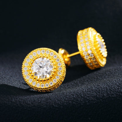 VVS Genuine Lab Diamond Solid 925 Silver Hip Hop Centerstone Bling Earrings – Iced Out Jewelry