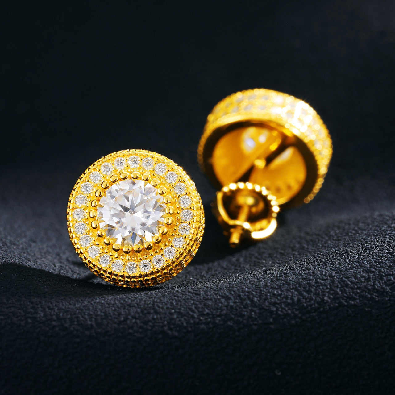 VVS Genuine Lab Diamond Solid 925 Silver Hip Hop Centerstone Bling Earrings – Iced Out Jewelry