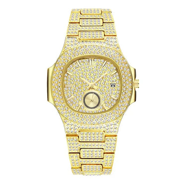 Luxury Men's Chronograph Watch | Sapphire Glass Full Iced Out Watch | Stainless Steel Automatic Date Quartz Clock | Caratix - CaratixJewelry