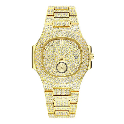 Luxury Men's Chronograph Watch | Sapphire Glass Full Iced Out Watch | Stainless Steel Automatic Date Quartz Clock | Caratix - CaratixJewelry