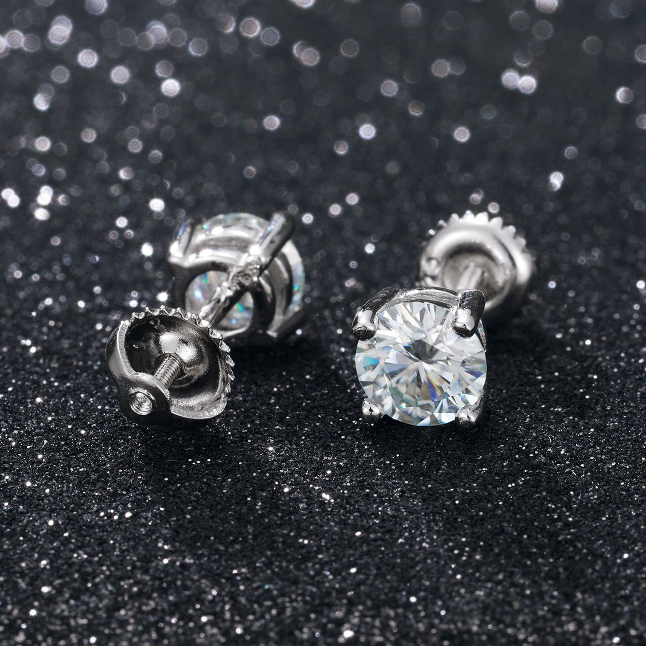 0.1ct Lab Diamond Sterling Silver Hip Hop Flooded Ice Earrings