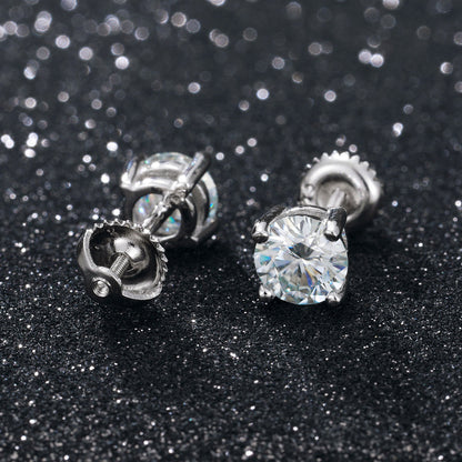 0.1ct Lab Diamond Sterling Silver Hip Hop Flooded Ice Earrings