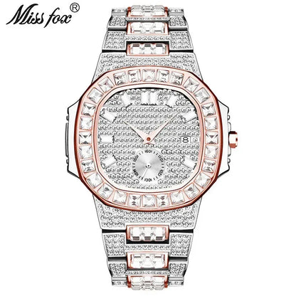 Luxury Nautilus Iced Out Watch for Men | Full Quartz Mens Watches | Hip Hop Bracelet Clock | Waterproof Gift for Men | Caratix - CaratixJewelry