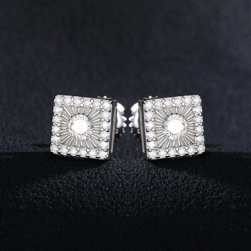 Square Big Boy VVS Lab Diamond 14k Gold Over Silver Hip Hop Earrings