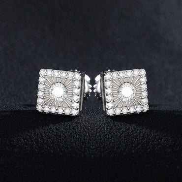 Square Big Boy VVS Lab Diamond 14k Gold Over Silver Hip Hop Earrings