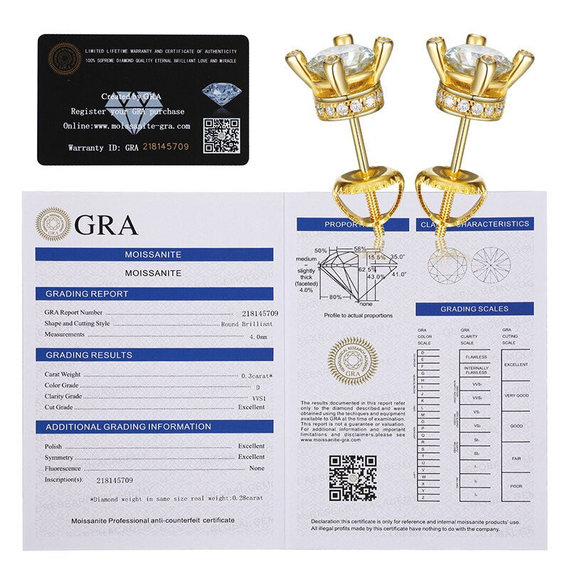 1CT Genuine VVS Lab Diamond Solid Sterling Silver Hip Hop Earrings