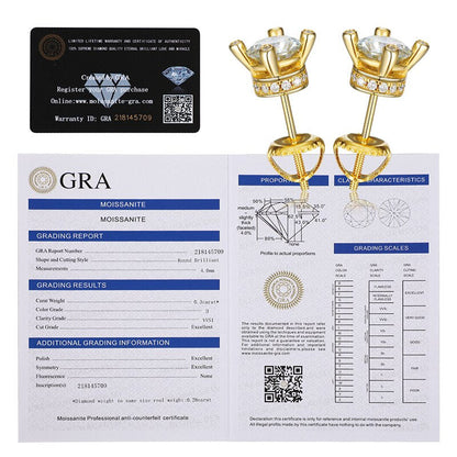 1CT Genuine VVS Lab Diamond Solid Sterling Silver Hip Hop Earrings