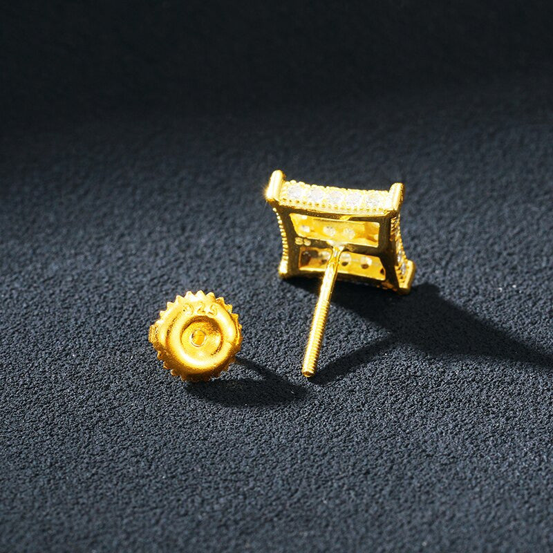 Men's VVS Lab Diamond 925 Sterling Silver Kite Square Hip Hop Earrings