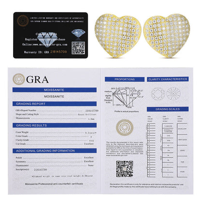 Luxury Lab Diamond .925 Sterling Silver Heart Bling Hip Hop Earrings