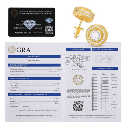 VVS Genuine Lab Diamond Solid 925 Silver Hip Hop Centerstone Bling Earrings – Iced Out Jewelry