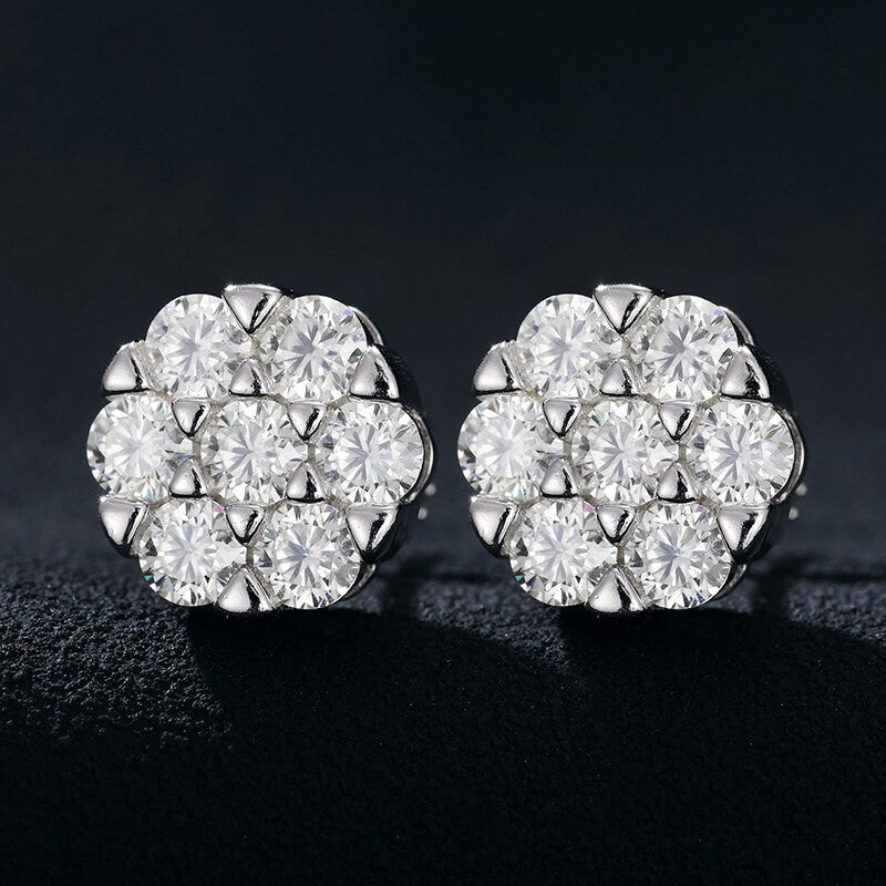 Genuine VVS Lab Diamond Burst Hip Hop 14k Gold Over Silver Earrings