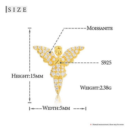 18K Gold 925 Solid Silver Guardian Angel VVS Diamond Bling Earrings – Hip Hop Jewelry
