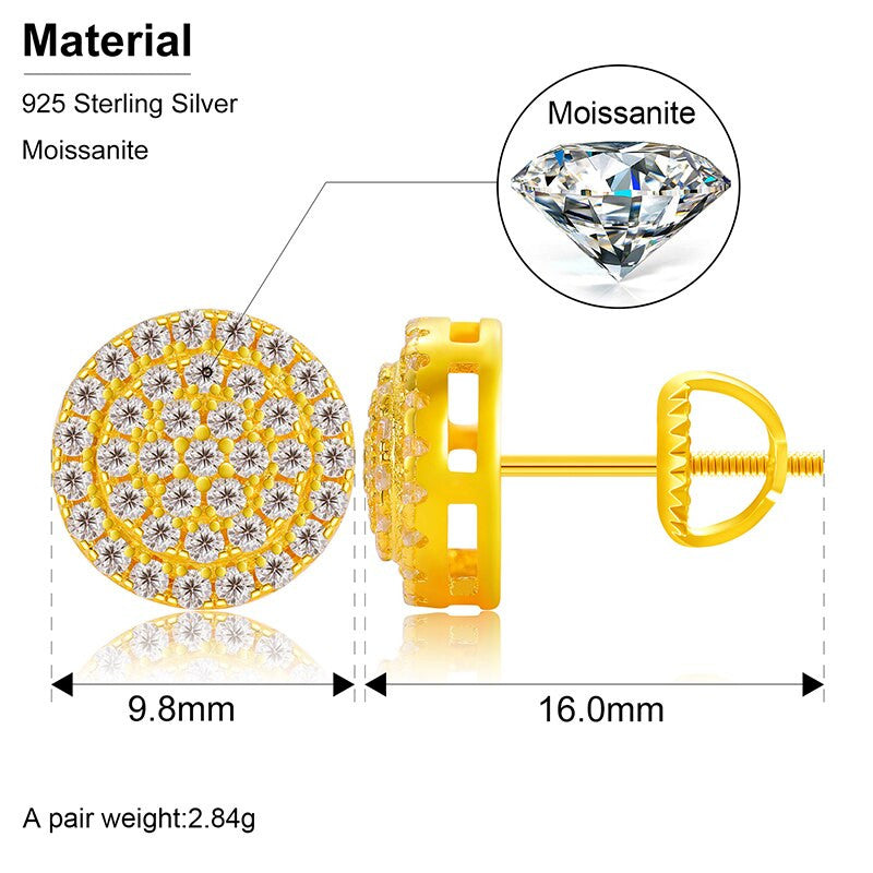 Genuine VVS Diamond Solid Sterling Silver Ice Cluster Hip Hop Earrings – Iced Out Jewelry