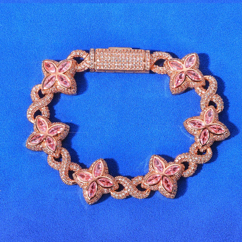 8mm S925 Sterling Silver Moissanite Infinity 8 Cuban Bracelet | VVS Moissanite Clover Link | Luxury Gold Chain Rapper Style | Caratix - CaratixJewelry