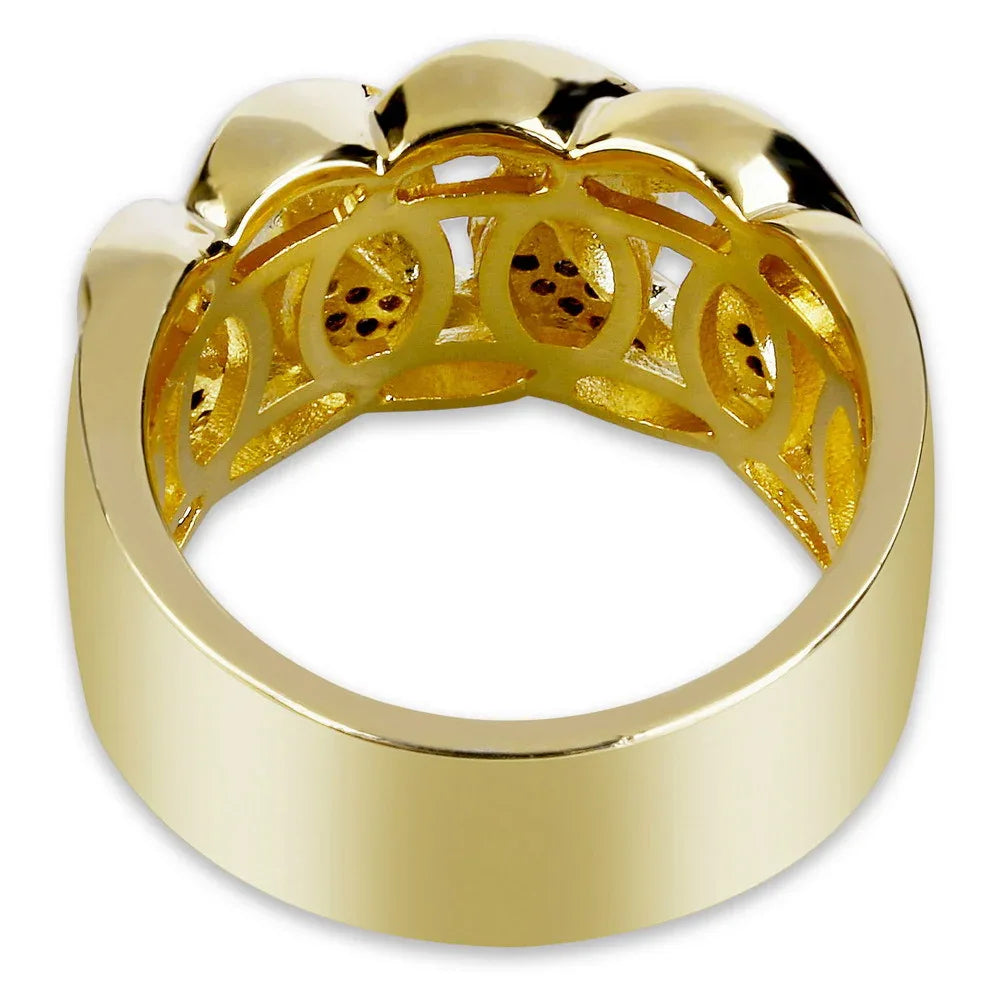 18K Gold Plated Iced Out Chain Link Ring | Pave Zirconia Band | Caratix
