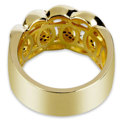 18K Gold Plated Iced Out Chain Link Ring | Pave Zirconia Band | Caratix