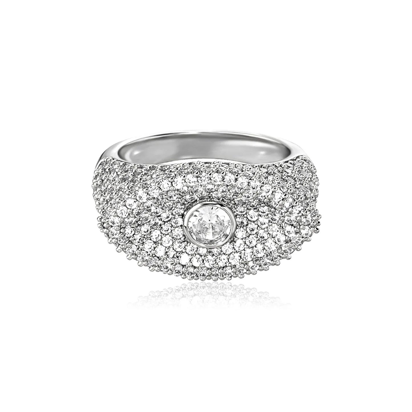 Iced Out Evil Eye Ring | 3D Sculpted Protection Motif Band | Caratix