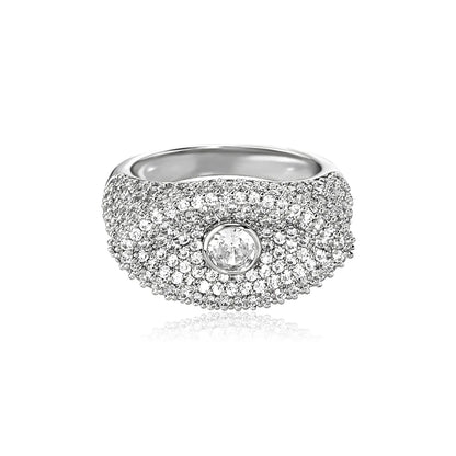 Iced Out Evil Eye Ring | 3D Sculpted Protection Motif Band | Caratix