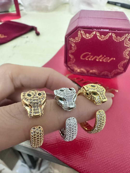 Women's Rose Gold Panther Ring | Iced Out Leopard Head Bypass Band | Caratix