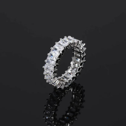 6mm Single-Row T-Shaped Zircon Ring with 18K Gold Plating for Men and Women | Trendy Hip Hop Jewelry | Caratix Jewelry - CaratixJewelry