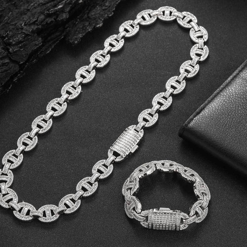 16mm T Cut Zircon Pig Nose Cuban Chain Hip Hop Jewelry - CaratixJewelry