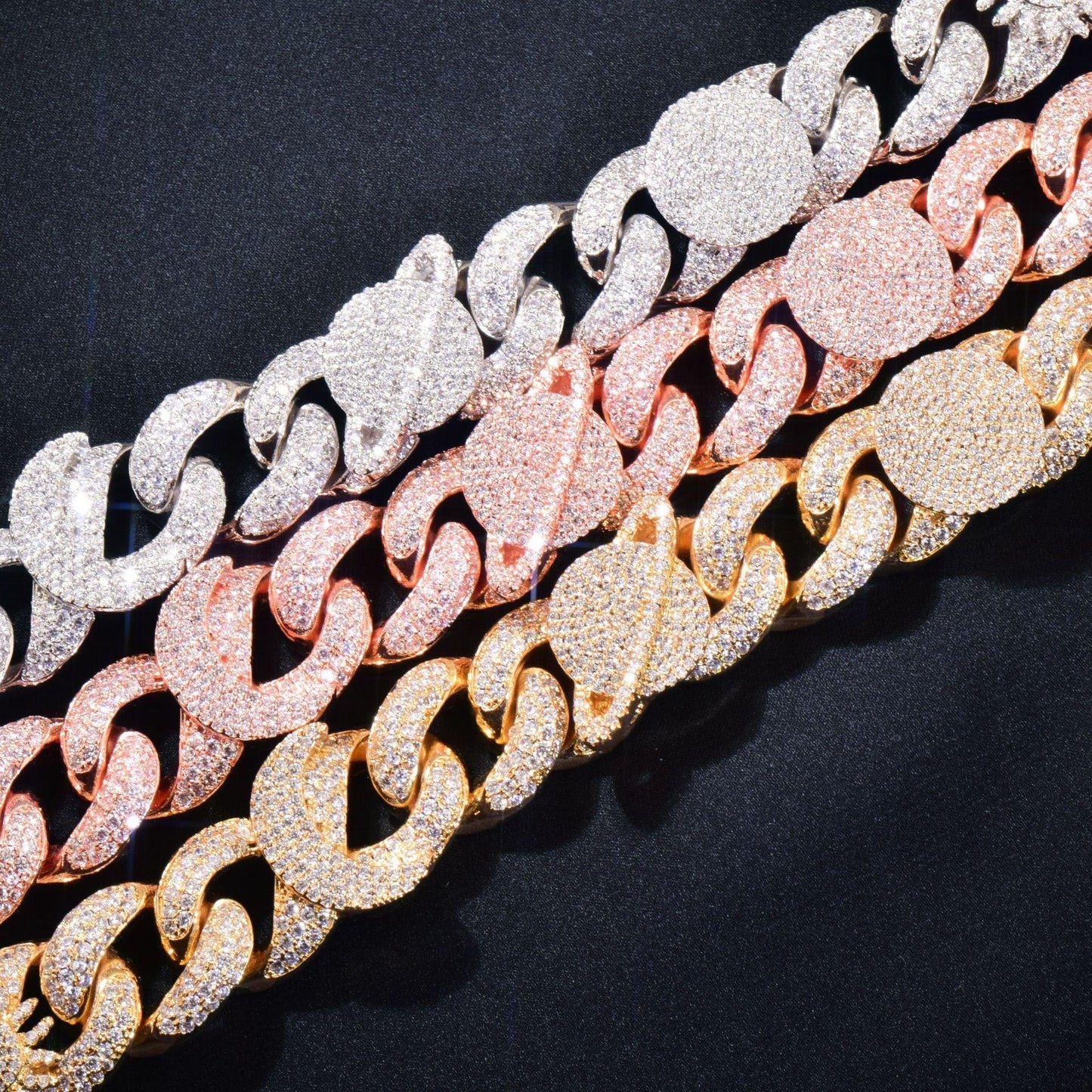 Star Moon Eye Clasp Cuban Chain Necklace with Copper & Zircon | Hip Hop Jewelry | Caratix Jewelry - CaratixJewelry